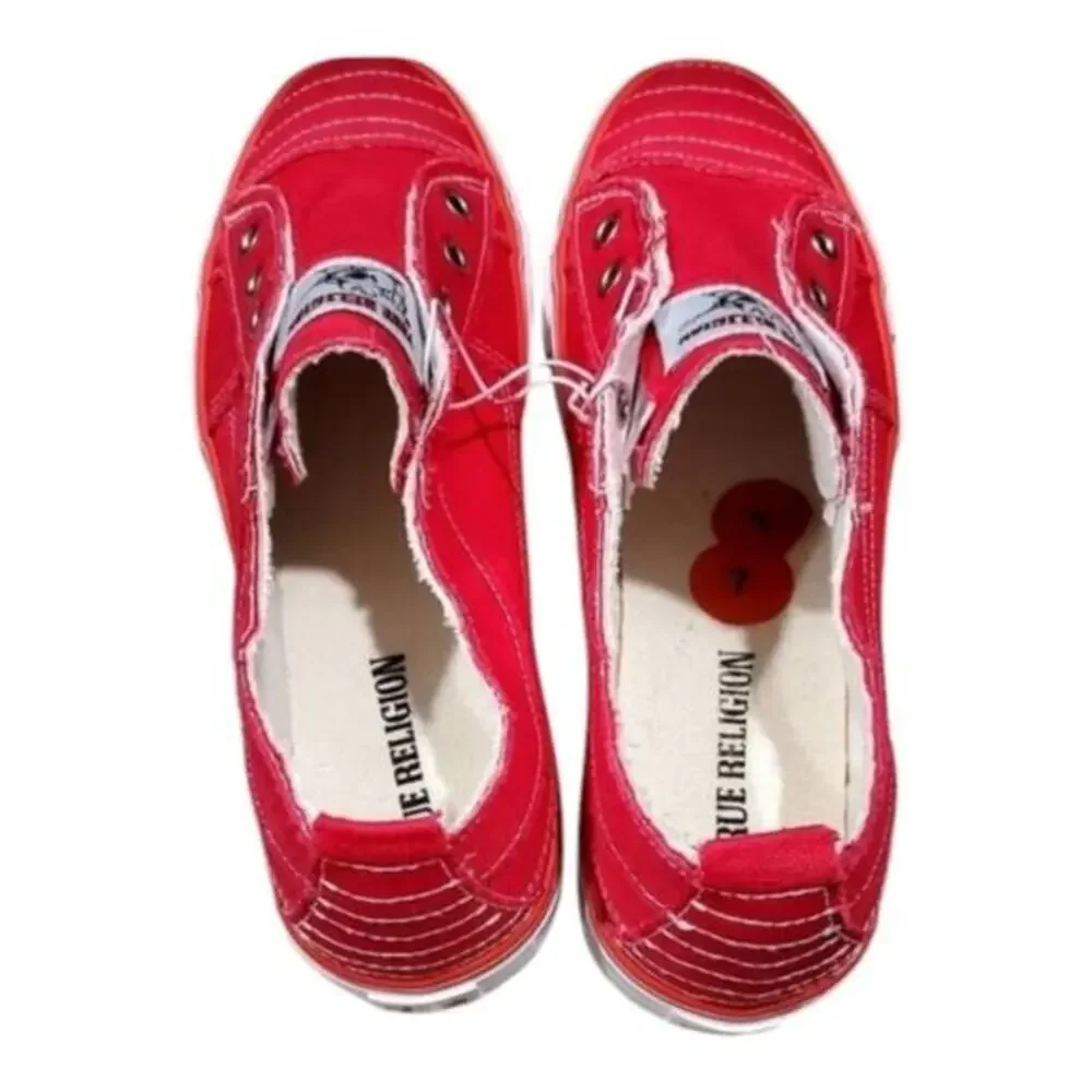 True Religion‎ Korey Hot Pink Canvas Slip On Sneakers Shoes Women's Size 7